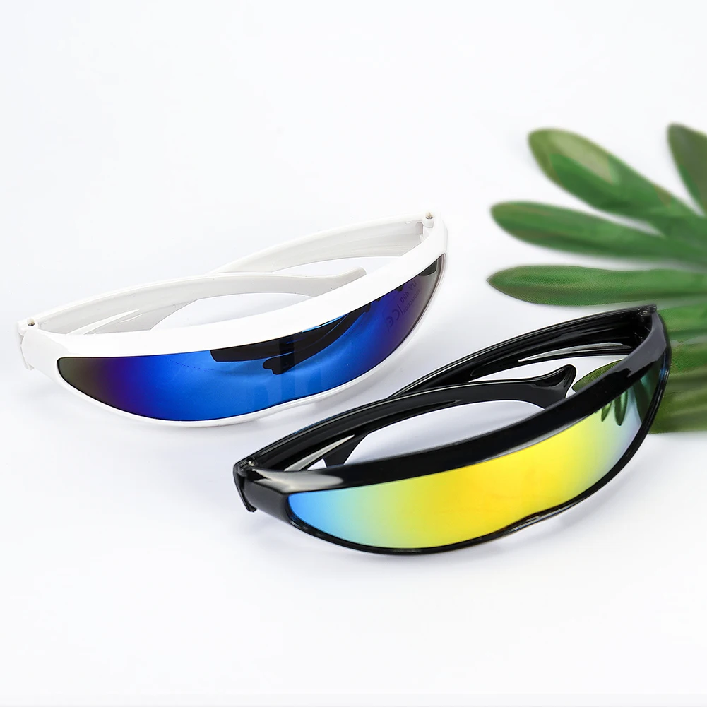 Futuristic Narrow Cyclops Visor Sunglasses Laser Eyeglasses UV400 Personality Mirrored Lens Costume Eyewear Men_voghion.com