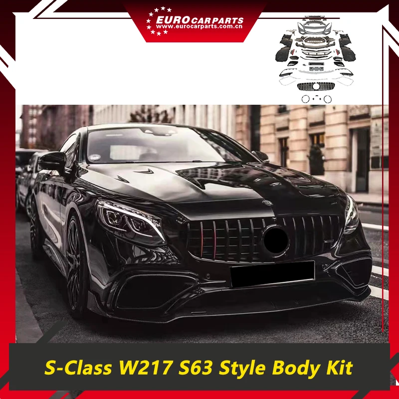 

S-Class W217 S63 style Body kit Plastic Material C217 2014- Year Car Bumper Rear Diffuser Fender Duct Front Grille Exhaust Tips