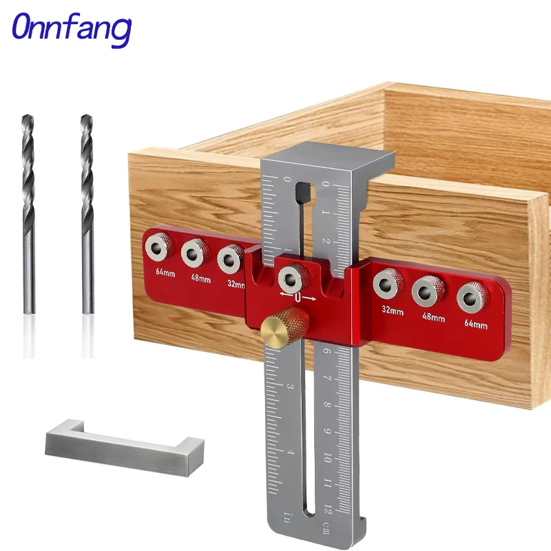 

3PCS Cabinet Hardware Jig Kit Woodworking Drawer Door Handle Jig Adjustable Drill Guide Mounting Tool for Knobs Handles Pulls