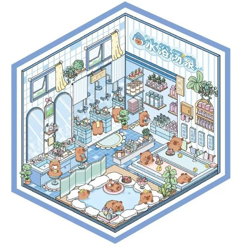 Baby Cartoon Animal Landscape Korean Stickers Miniature Scene Decompression Play House Game Store Decoration for Stress Relief