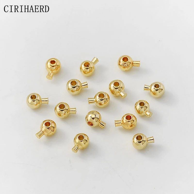 Button Clasps Cord Stopper End Beads Fastener 14K/18K Gold Plated