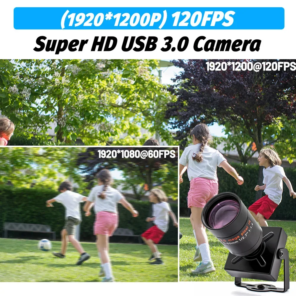 USB3.0 Global Shutter Camera 2.3MP 120FPS Industrial Metal Box With Varifocal Le
