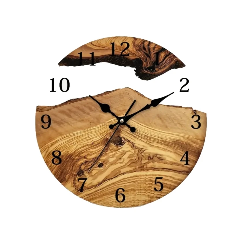 Classical Wood Grains Designs Wall Clock 30cm Quiet Mechanism Transparent Tempered Glass Clock for Bedroom and Kitchen 5