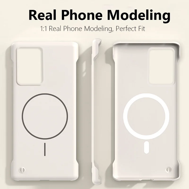 Frameless Magnetic Wireless Charging Phone Case - Slim, Hard Back Cover