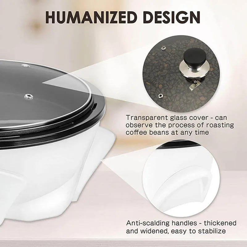 500g Electric Coffee Roaster Multifunctional Nut Peanut Cashew Chestnuts Roasting Non-stick Coffee Bean Roaster