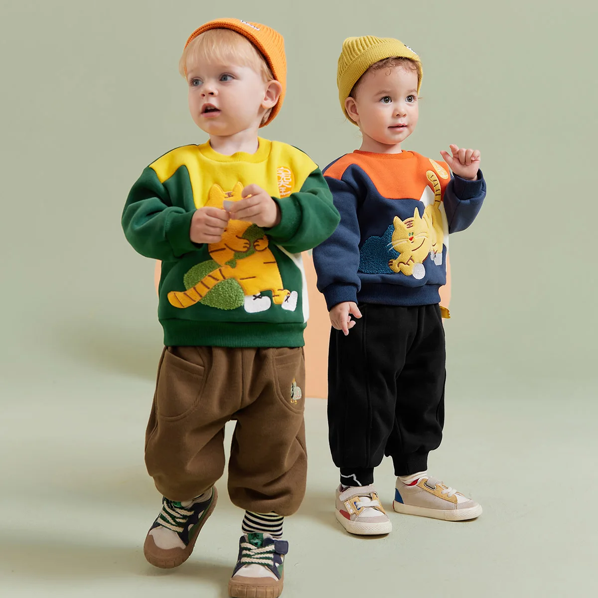 Amila Baby Boy Hoodie Winter New Multicolour Round Neck Fleecing Soft Fashion Warm Elastic Baby Clothing