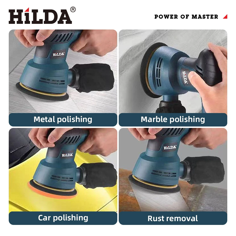 Electric Sander Cordless Sander HILDA 5-Inch Random Orbit Sander 6 Variable Speeds 6000 to 13000 RPM Woodworking Dust Box