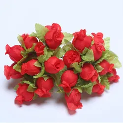 Set of 12 Mini Silk Rose Bouquets for Decorative Crafts and Home Décor (Red)