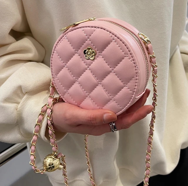 New Lingge chain slant span Camellia small round bag Classic