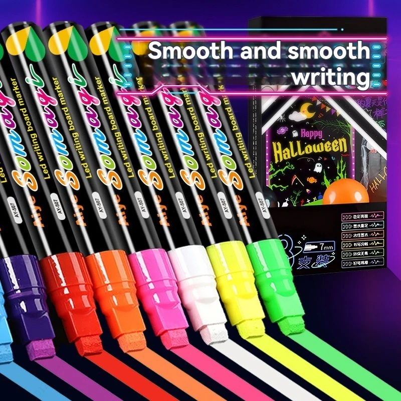 8 Colors Liquid Erasable Chalk Markers Pens Washable & Wet Erase Neon Art Makers Blackboard Chalkboard Signs Glass Window