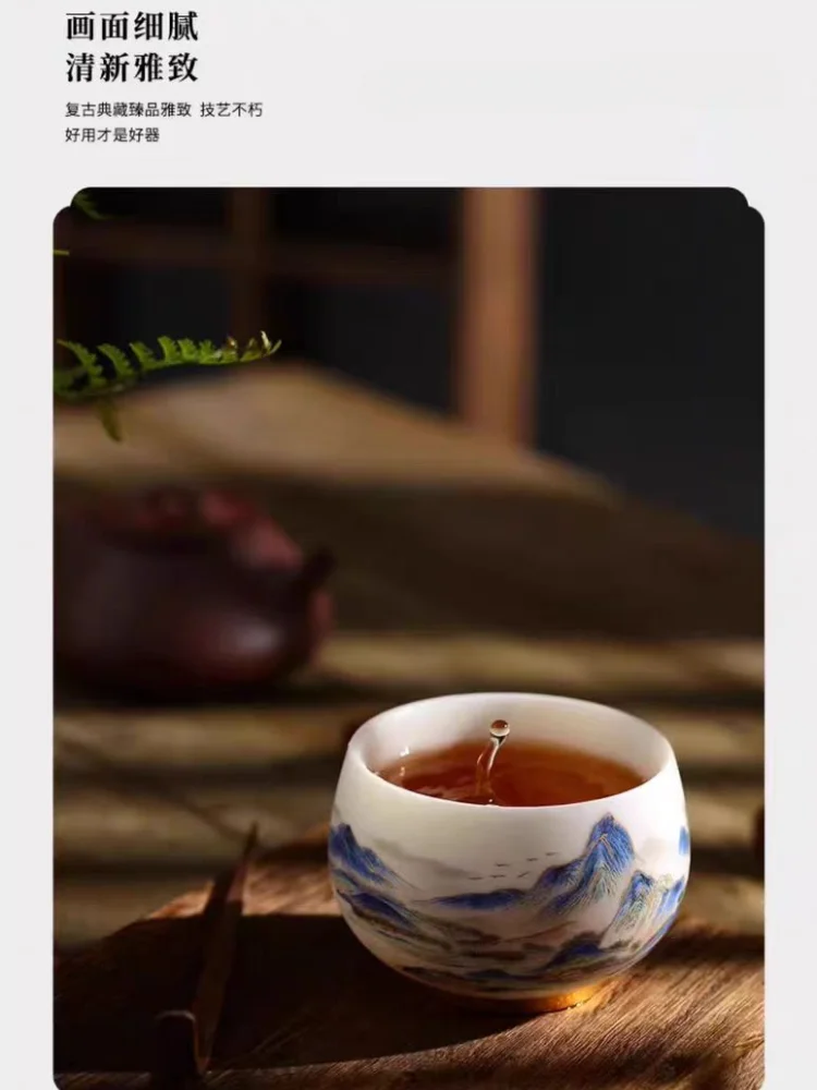 Portable Exquisite Lamb Fat Jade White Porcelain Tea Cup Handmade Ceramic Teacup Tea Set Personal Master Cup tea cup
