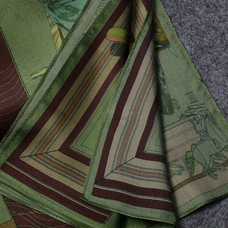 Luxury Green Print Square Scarf Simulated Silk Thin Satin Neck Scarf Elegant Ladies Professional Decorative Small Scarf 6