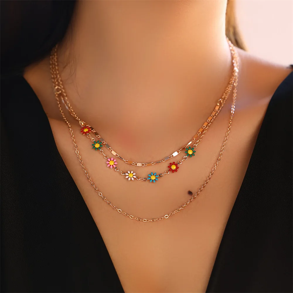

Boho Flower Multi-layered Women's Necklace Fashion Luxury Wedding Party Necklace Collarbone Chain For Women Fashion Jewelry 2023