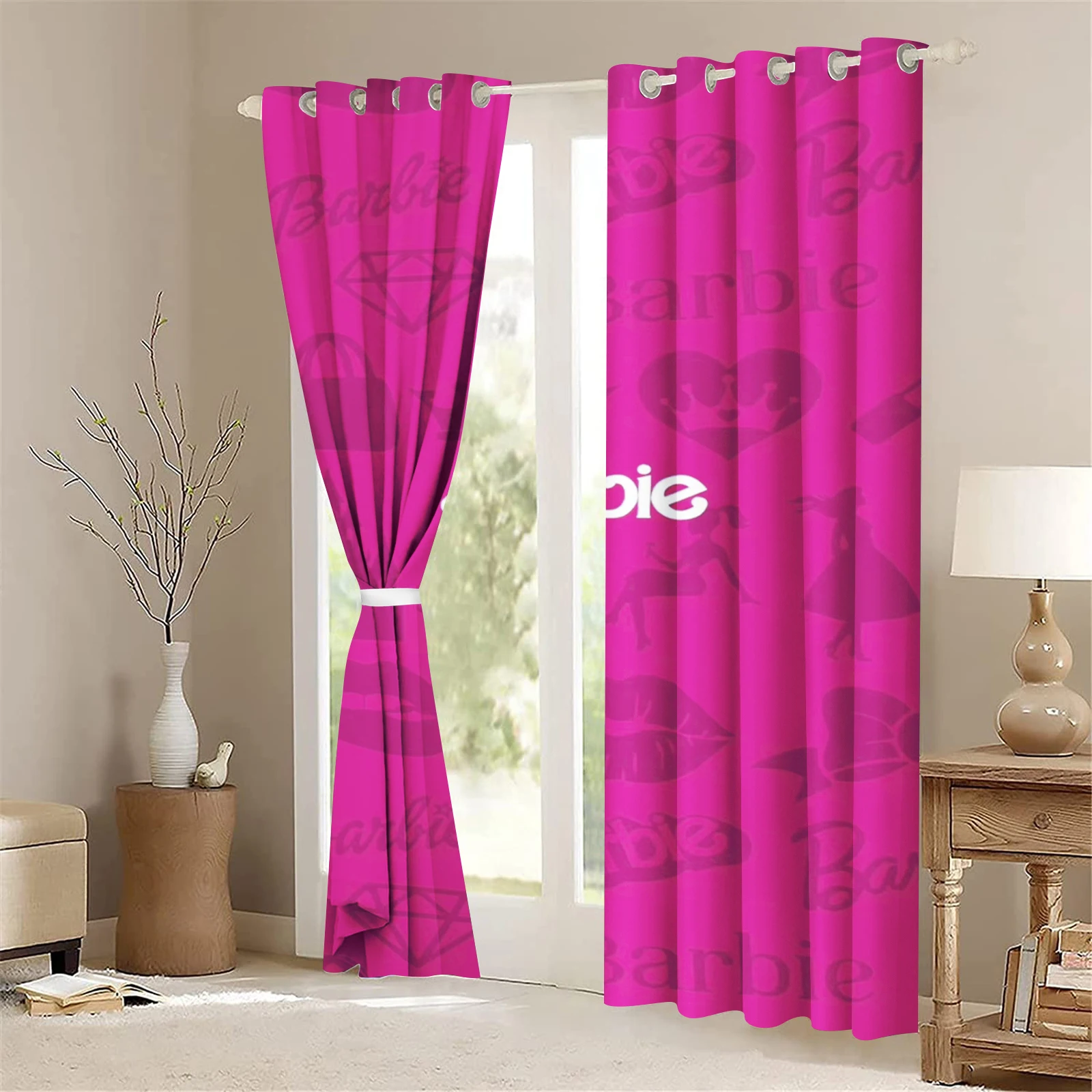 

Princess Barbie Curtain 100% Polyester Cartoon Shade Cute 2 Tablets Decoration Sets Curtains Bedroom Living Room Home Window