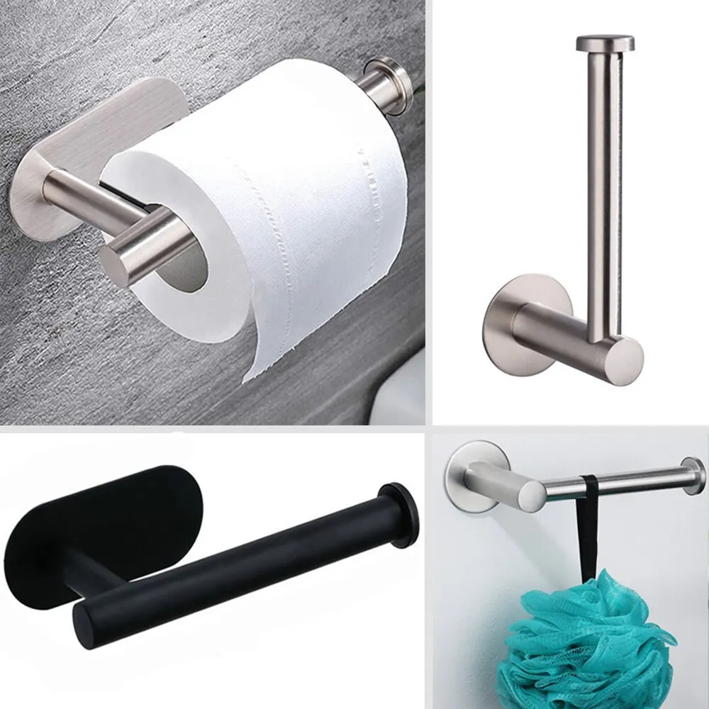 Stainless Steel No-Drill Toilet Paper Holder & Towel Rack