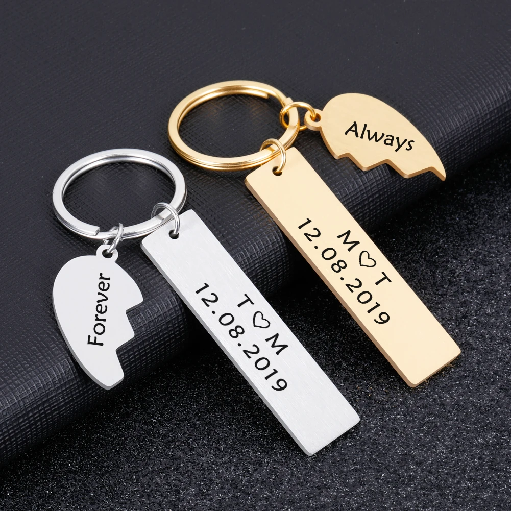 New Couples Girl Man Boy Lovers Keyring Chain Pairs Heart Key Gift Wife Husband 