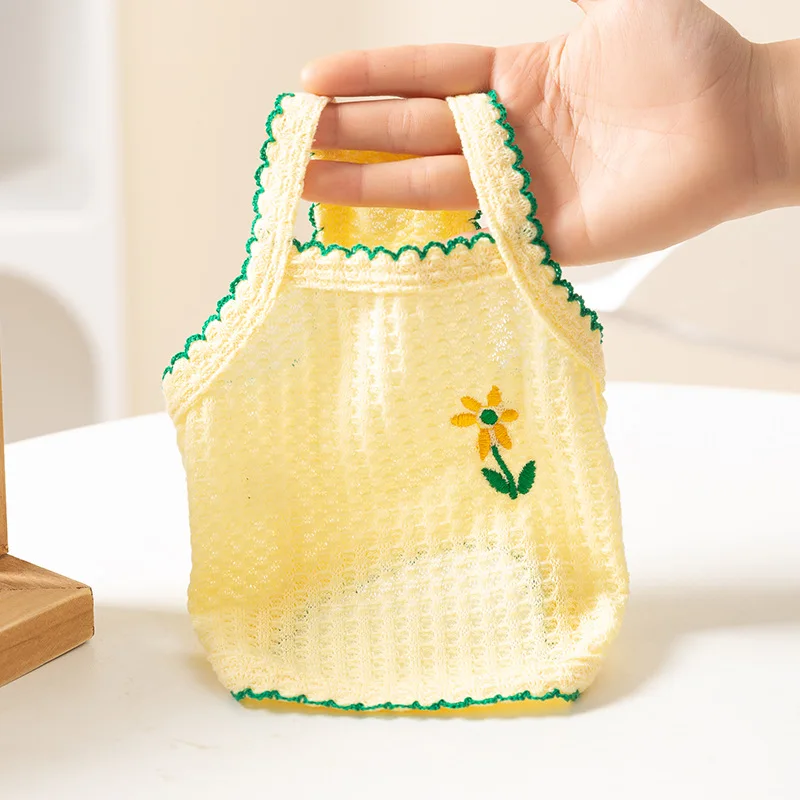 

Summer Puppy Thin Style Vest Floral Embroidery Sling Teddy Bichon Cool Comfortable Clothes Yellow Dog Costume XS-XL