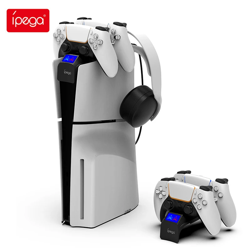 Ipega Pg-P5S016 Dock Di Ricarica Per Ps5 Slim Dual Controller Charger Headphone Hanger Station Charger Per Playstation 5 Slim