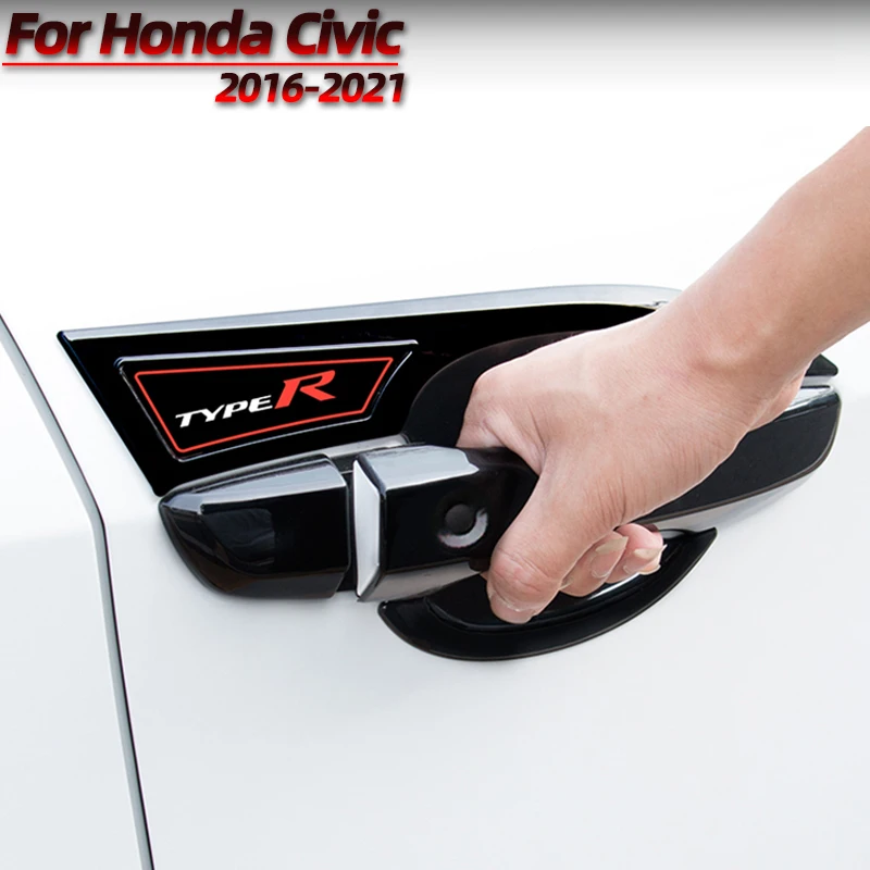 4pcs Carbon Fiber Door Handle Protective Cover Abs Handle Decoration