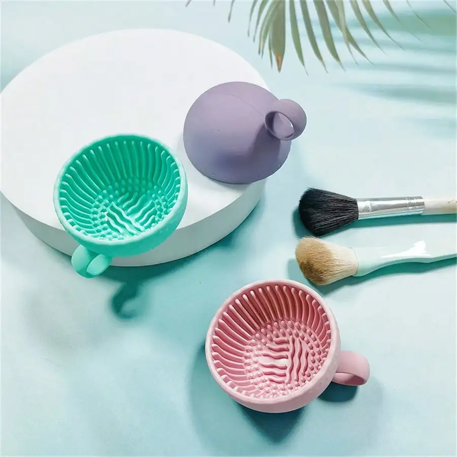 Makeup Brush Cleaning Bowl and Pad for Eyebrow Face Blush Eye Brush