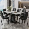 Dining Table,Kitchen Dining Table and Chairs,White Marble Pattern Dining Table with 6 Dinings Chairs, 6 Piece Dinings Tables Set 1