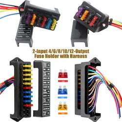 Multi - Output Fuse Holder Kit with Harness and Connector Wires for Automotive and Marine Use (8 way prewired)