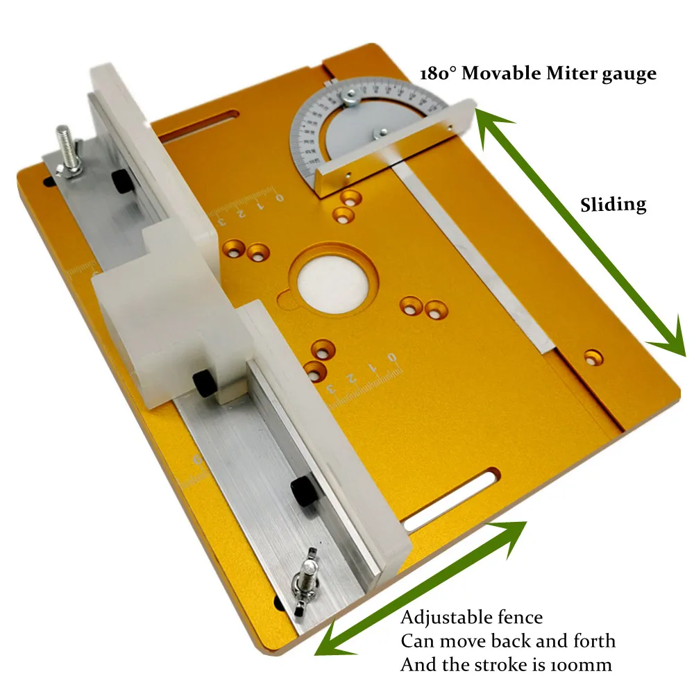 Router Table Insert Plate Aluminum With Miter Gauge For Woodworking Benches Table Saw Multifunctional Trimmer Engraving Machine