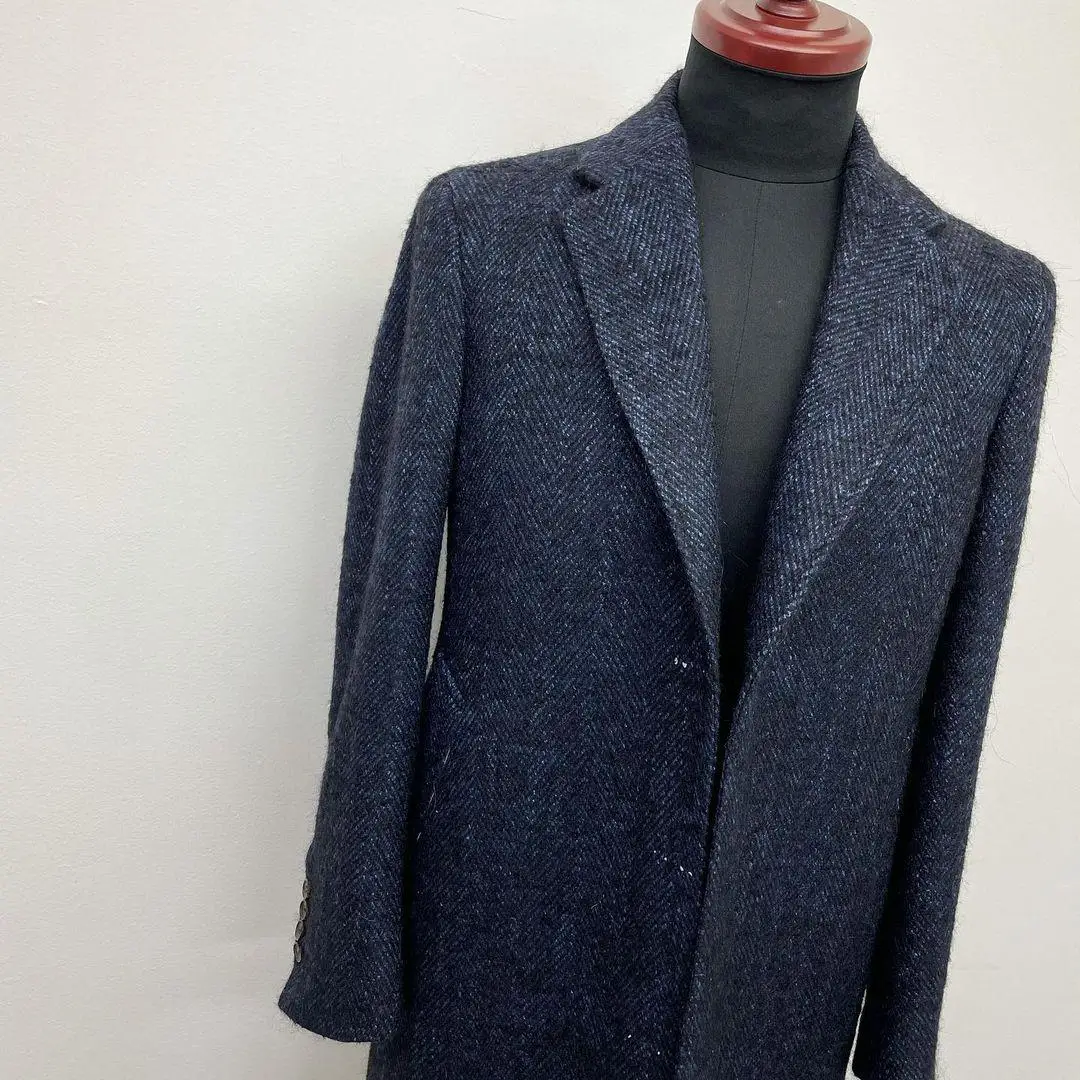 Description Picture 6 of itemHerringbone Men Suit Tailor-Made One Piece Blazer Long Coat Men Overcoat One Button Formal Business Causal Party Host Tailored