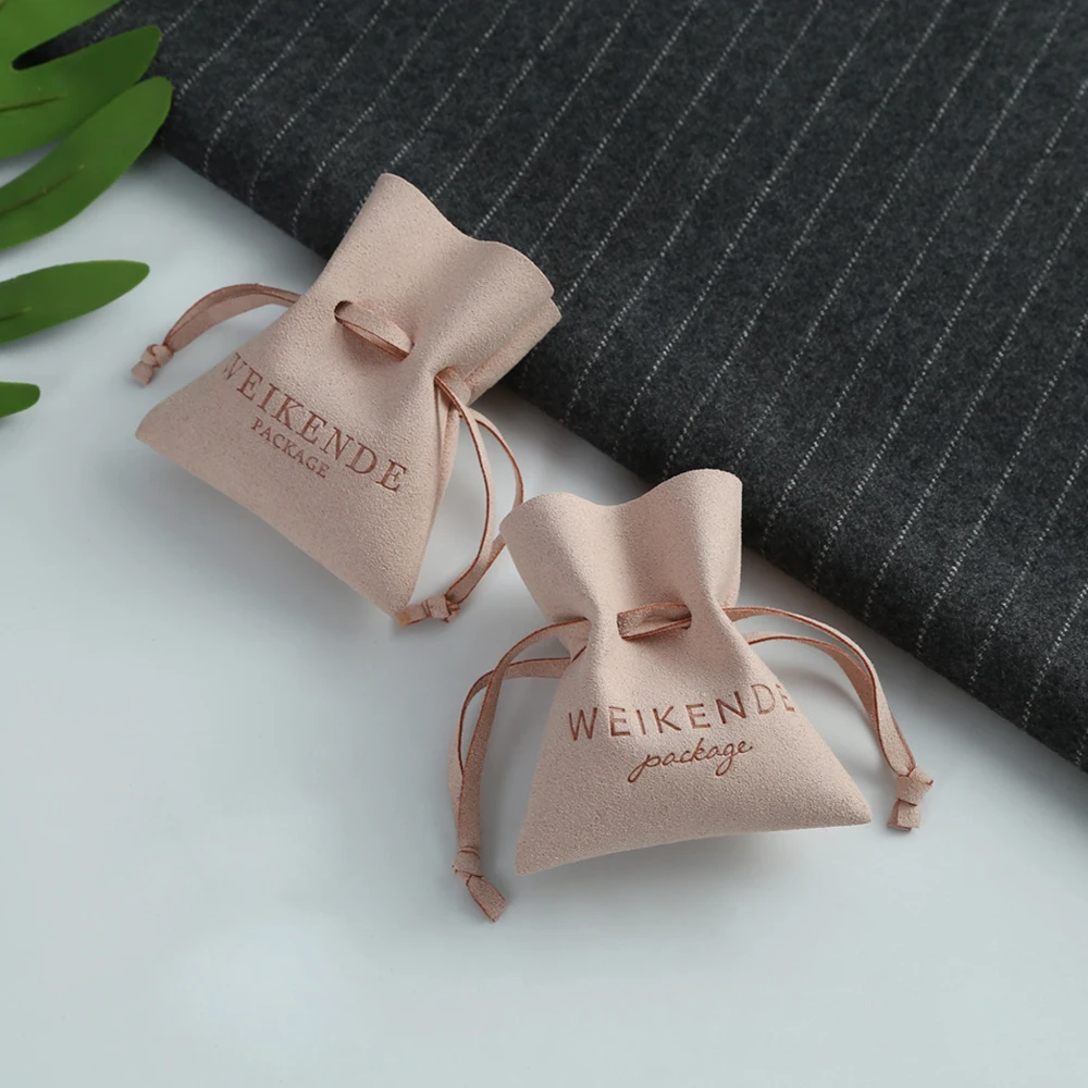 100pcs Personalized Microfiber Jewelry Packaging Bags Chic Small Wedding Favor Pouches Bulk Business Rings Custom Printed Logo
