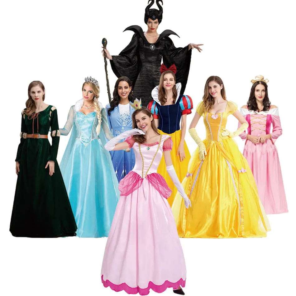 

Women Cosplay Costume Princess Peach Disney Elsa Anna Dress Adult Party Carnival Halloween Gown Belle Mermaid Luxury Clothing