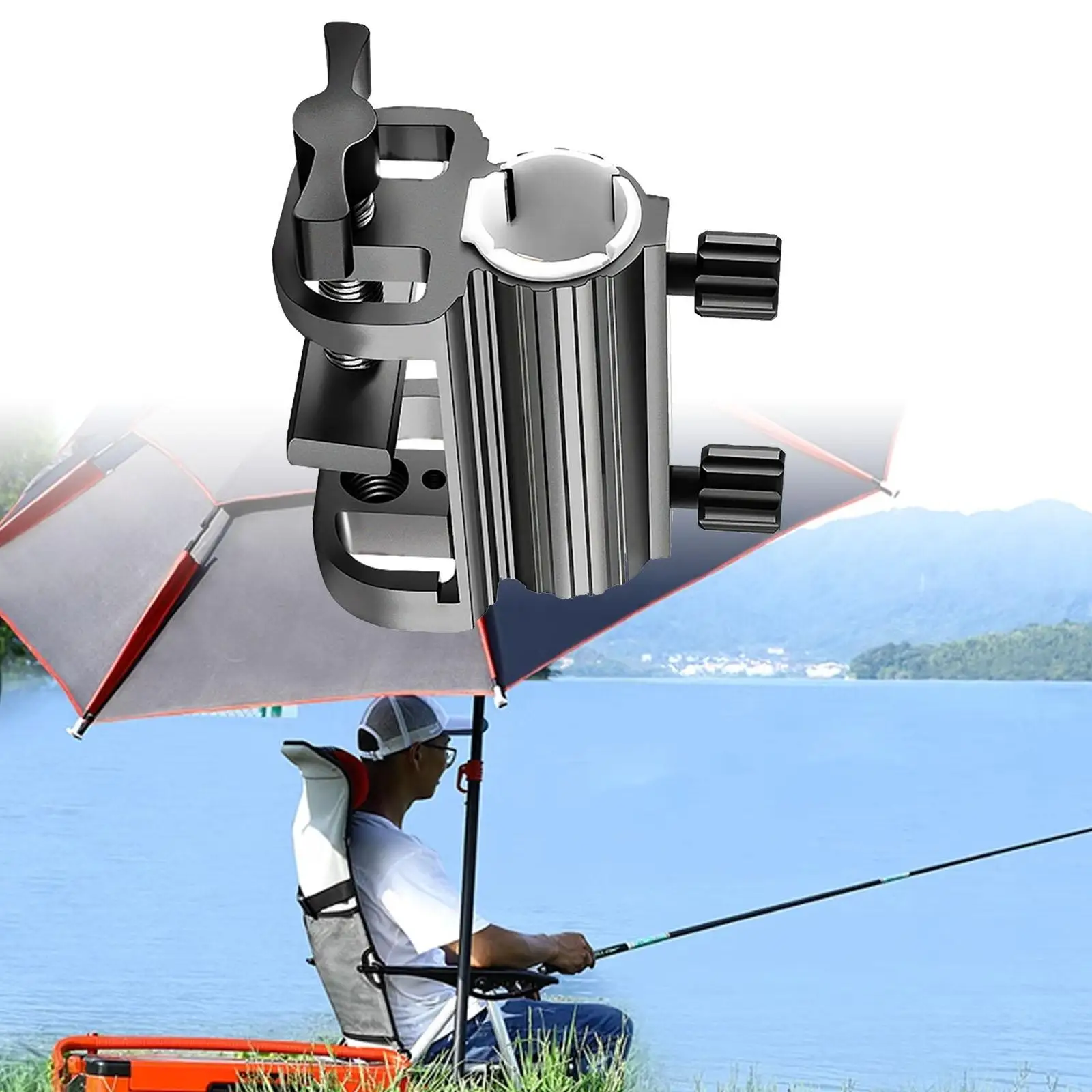 2 Soportes Para Paraguas De Pesca - Aleación De Aluminio, Plegables, Ajustables, Base 35x41 Mm - Para Caja De Pesca, Balcón, Terraza