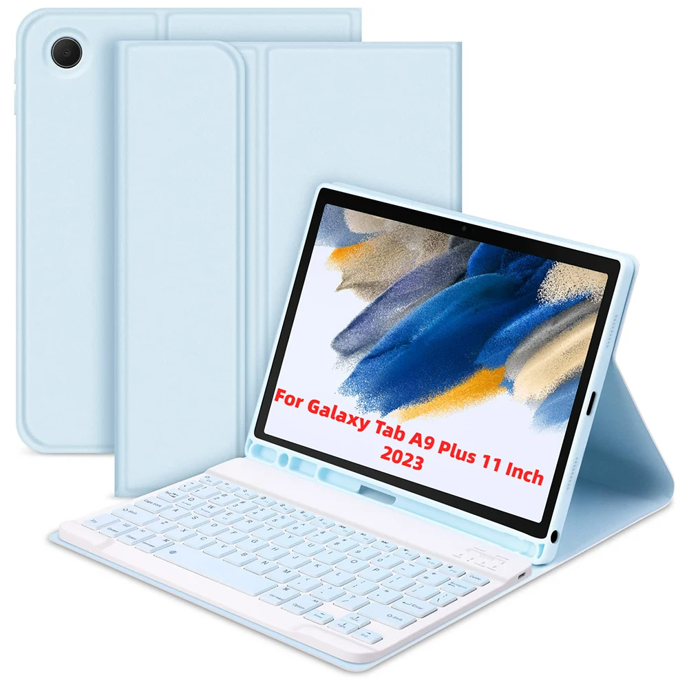 For Samsung Galaxy Tab A9 Plus 11 Inch Case with Bluetooth-Compatible Keyboard Cover with Mouse Keyboard Case Wireless