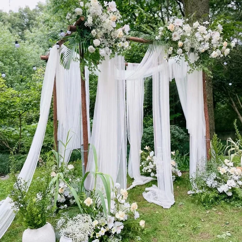 3/6m Wedding Arch Drape Fabric Sheer Chiffon Tulle Curtain For Banquet Birthday Party Backdrop Wedding Chair Sashes Decor Yarn 3