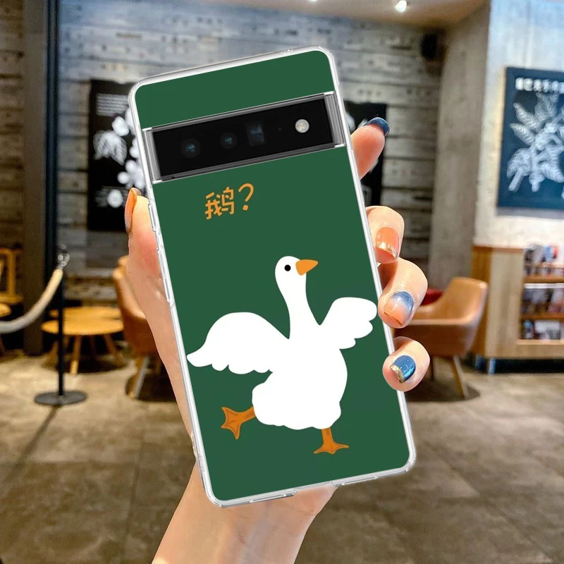 Transparent Soft TPU Phone Case Cover with Cute Goose Duck Game Design