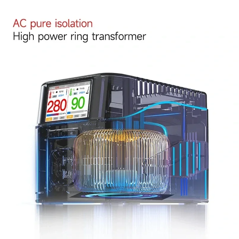 JC AIXUN T420D Dual-channel Smart Soldering Station Supports T115 T210 T245 Handles for Phone PCB Board Welding Repair Fast Heat 4