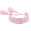 Boho tissé broderie amour poignet tricoté Bracelets d'enveloppement corde à la main tissage tressé glands ethnique femmes hommes bijoux