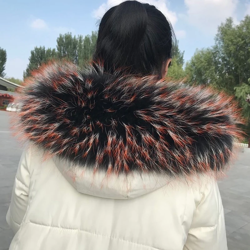 2023 Real Raccoon Fur Collar Women Winter Blue Natural Fur Scarves Fashion Neck Warmer Femme Scarf 13cm 15cm 18cm Width Shawl 3