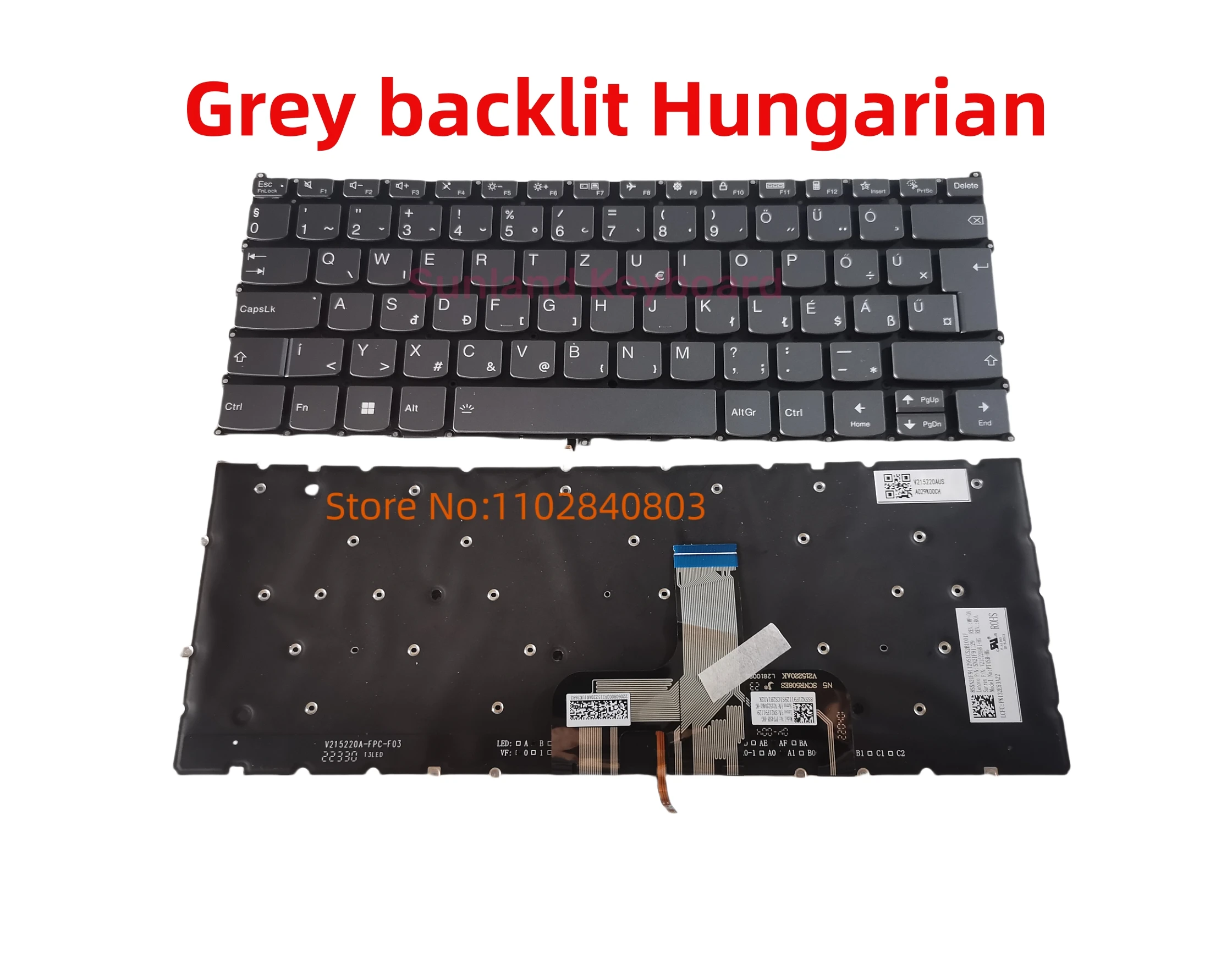 Swiss, Hungarian, Bulgarian Backlit Keyboard for Lenovo Yoga 7 14ARB7 14IAL7 14IRL Yoga Slim 7 ProX 14ARH7 14IAH7 PT4SB-SW Blue