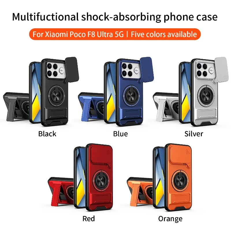 Shockproof Armor Protective Case with Magnetic Ring Holder and Magsafe Compatibility