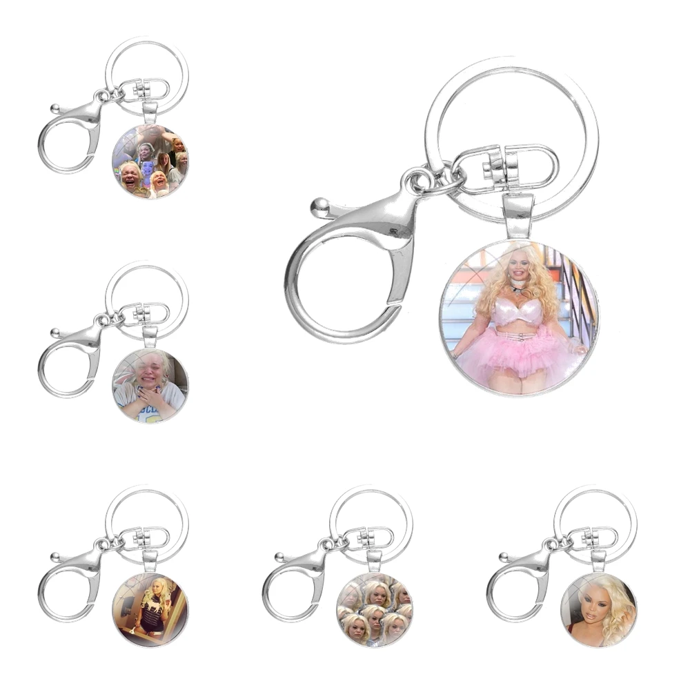 

Брелок для ключей Trisha Paytas, Модный Креативный дизайн с мультяшным рисунком, стеклянный, ручной работы, с кабошоном, подвеска для ключей, цепочка для ключей