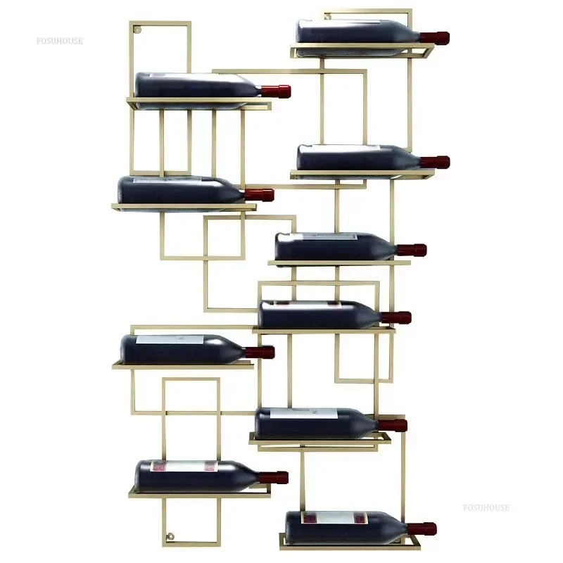 Simple European Showcase for Shop Horizontal Hanging Display Red Wine Rack Creative Metal Design Display Cabinet for Dining Room