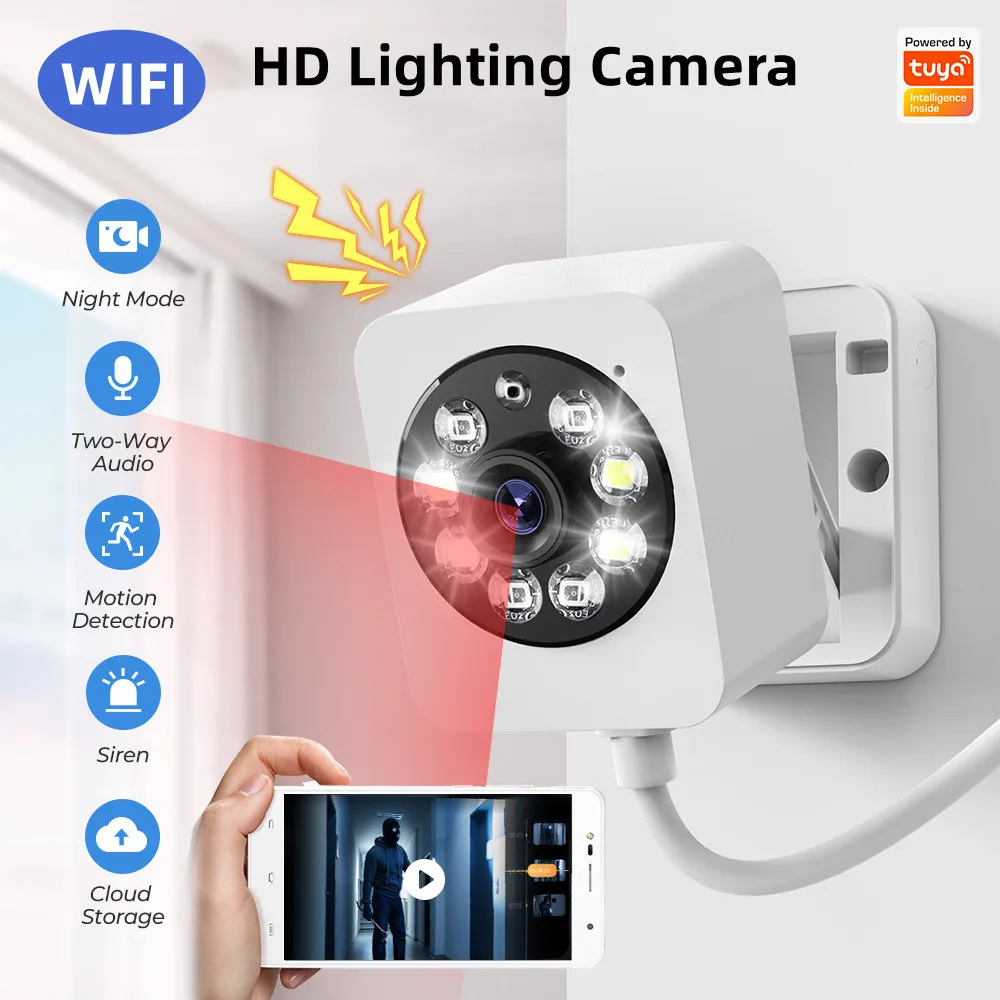 

Tuya 1080P HD Wifi Camera Outdoor Courtyard Lighting CCTV Monitor PIR Motion Human Body Detection Home Surveillance Comcorder