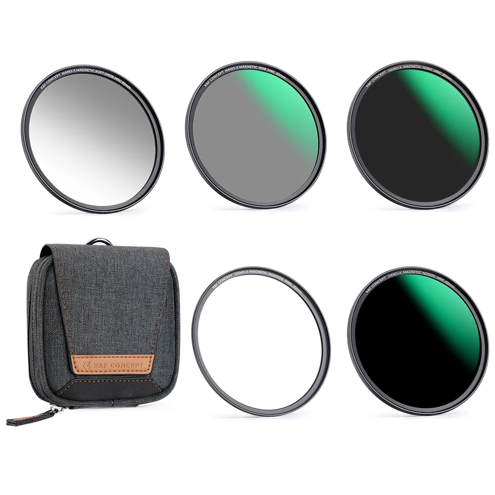 K&F Concept Lens Filter Kit GND8 ND8 ND64 ND1000 Adapter Ring 5 in 1 Quick