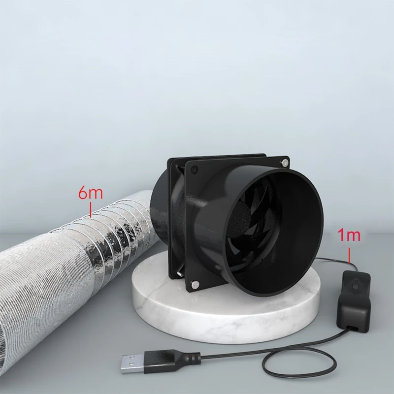 Compact Portable Fume Extractor Fan with Duct Pipe Ventilation Tubing for Kitchen Bathroom USB Powered