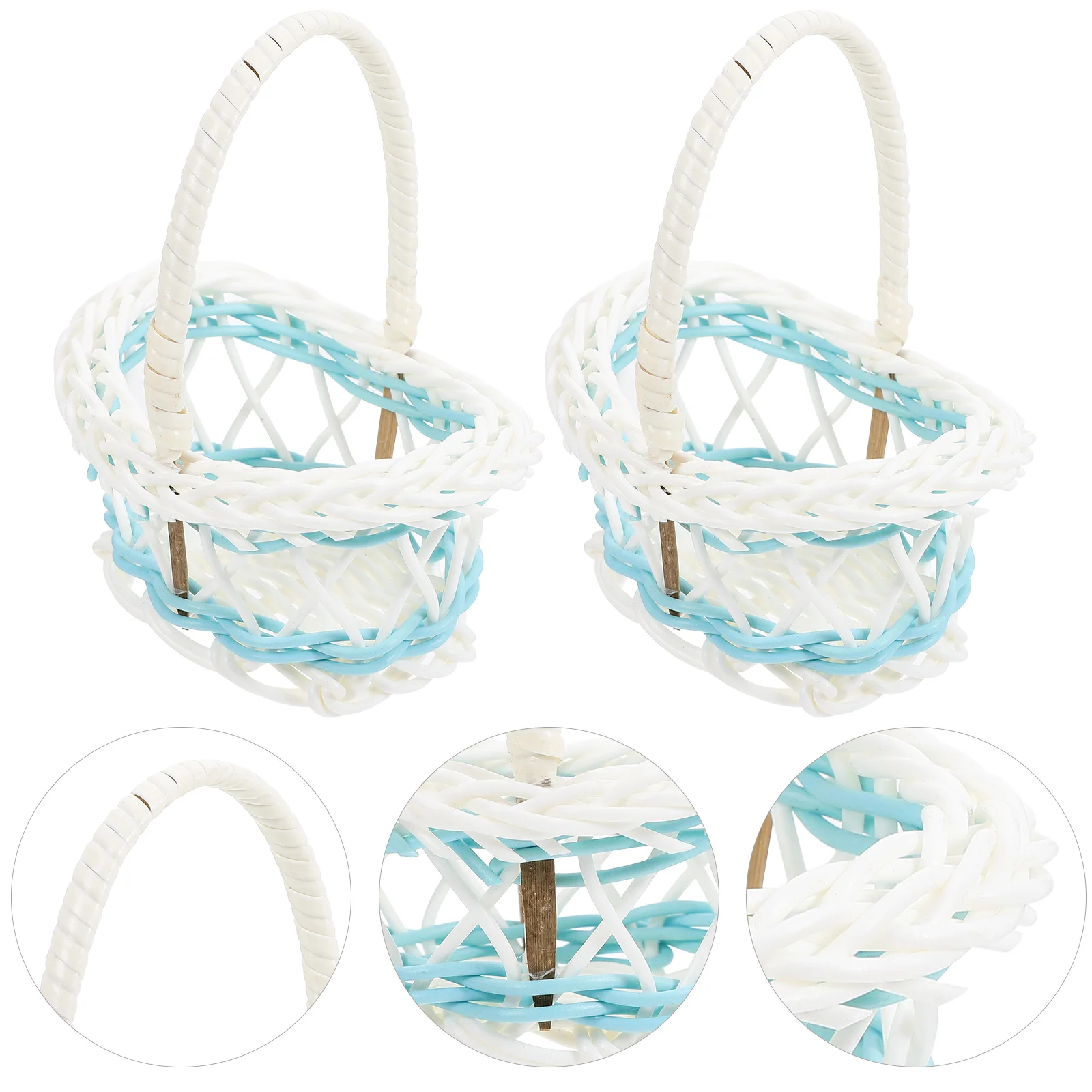 

4 Pcs Mini Woven Flower Basket Photography Props for Photoshoot Decorative Model Rustic Touch Baskets Plastic