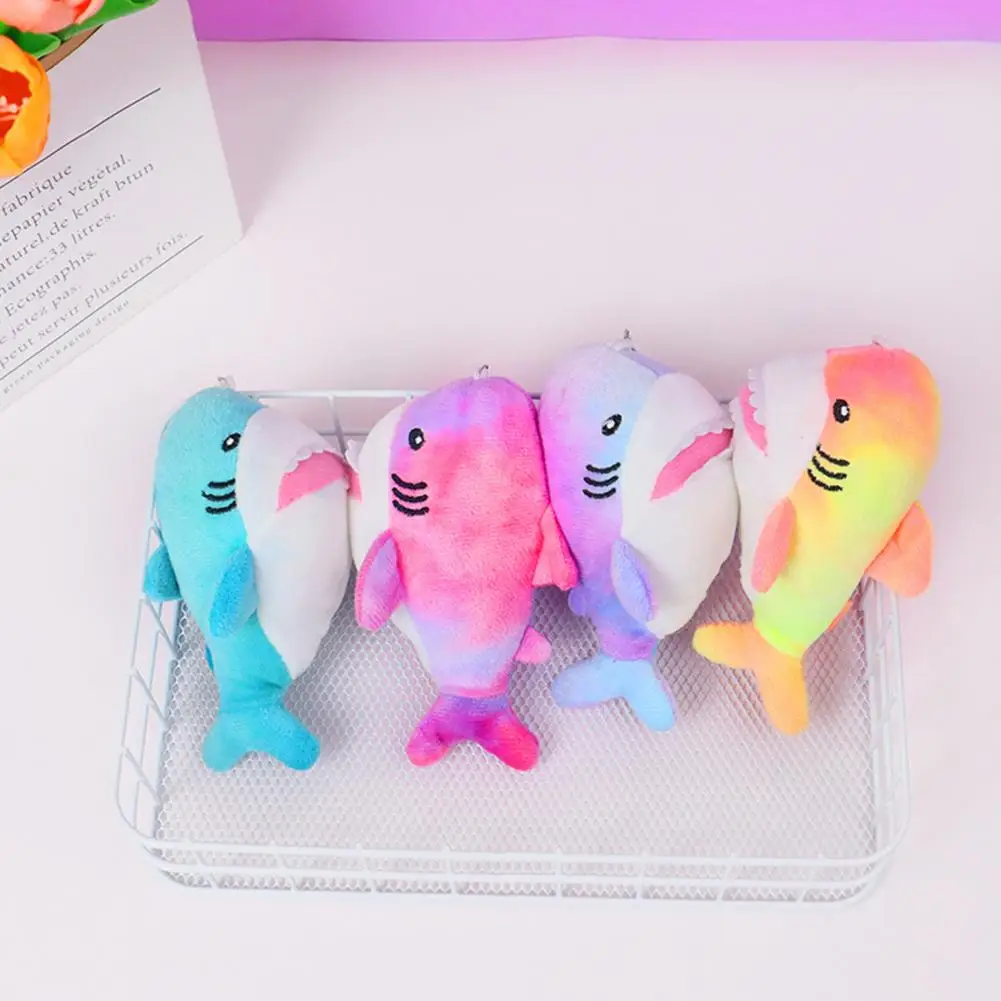 

Colorful Shark Plush Keyring Pendant Cute Cartoon Sea Animal Doll Plushie Hanging Ornament PP Cotton Stuffed Animal Toy Doll Key