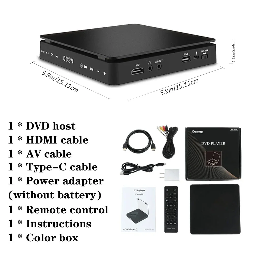 Home DVD player HDMI high-definition player CD VCD HD 1080P Resolution Portable Player Supports Projectors Smart TV dvd player