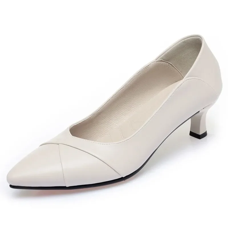 Cresfimix zapatos de mujer 여성 귀여운 달콤한 경량 베이지 봄 슬립 온 티켓토 힐 신발 레이디 클래식 블랙 펌프 ab477