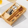 Wooden Storage Box Cutlery Organizer Kitchen Utensil Storage Box Drawer Knife Fork and Spoon Compartment 2
