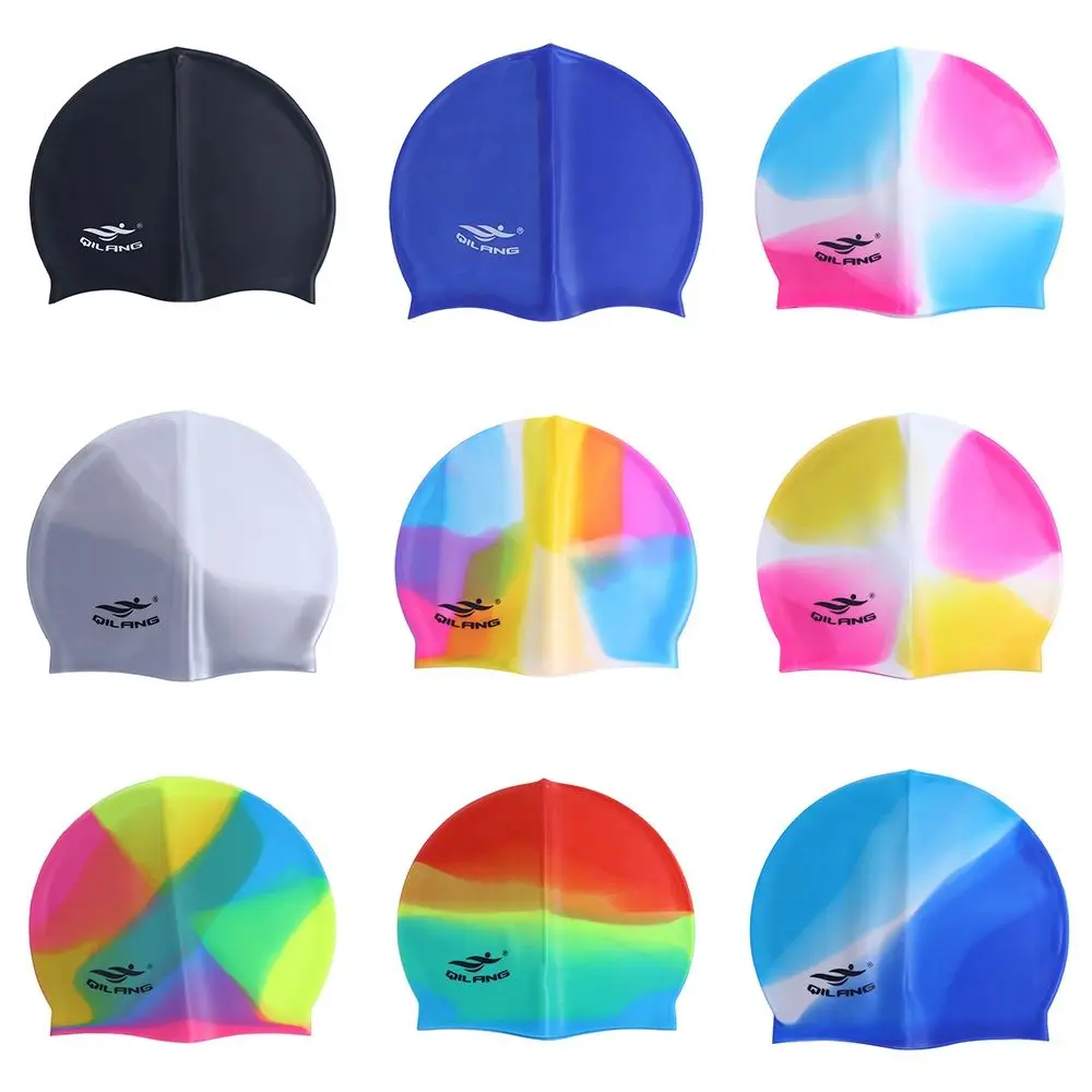 Men and Women High Elastic Long Hair Swim Cap Silicone Flexible Waterproof Swimming Cap Swim Pool Hat Bathing Cap Swimming Hat